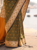 Green Floral Jamawar Banarasi Saree | Handwoven Elegance – The Mogra