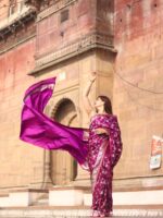 Royal Magenta Banarasi Silk Saree with Silver Zari – The Mogra
